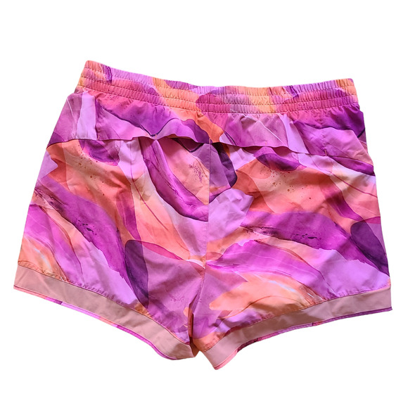 ATHLETA Mesh Racer Run Shorts 4” Pink Orange Watercolor Abstract Women's 2X - Picture 5 of 14